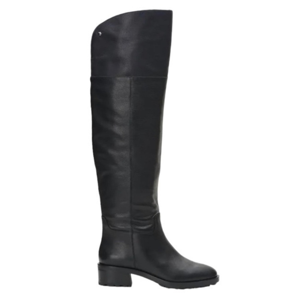 Vince Camuto Jorshie Black Leather Over The Knee Lug Sole Boots Size 6.5 NEW